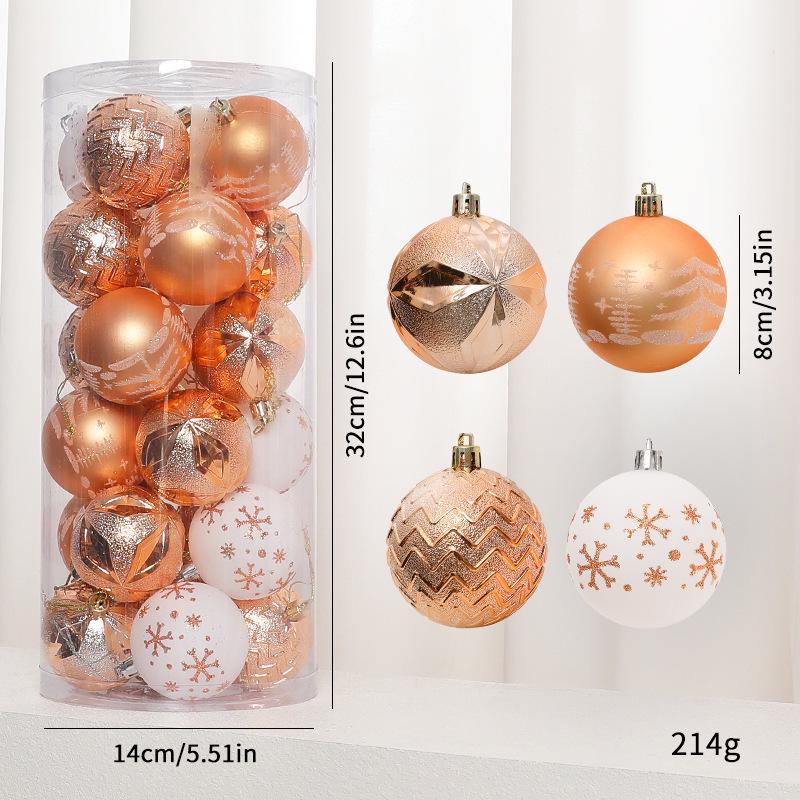 Electroplated Painted Christmas Ball Ornament Set – Plastic Round Decorations for Tree