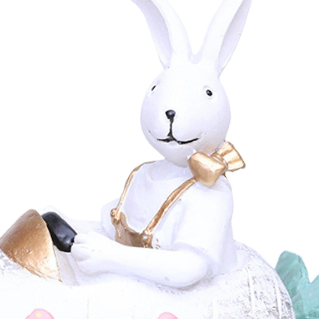 Bunny Car Figurine In Resin for Home Office Decoration 7.8x7x6.3inch