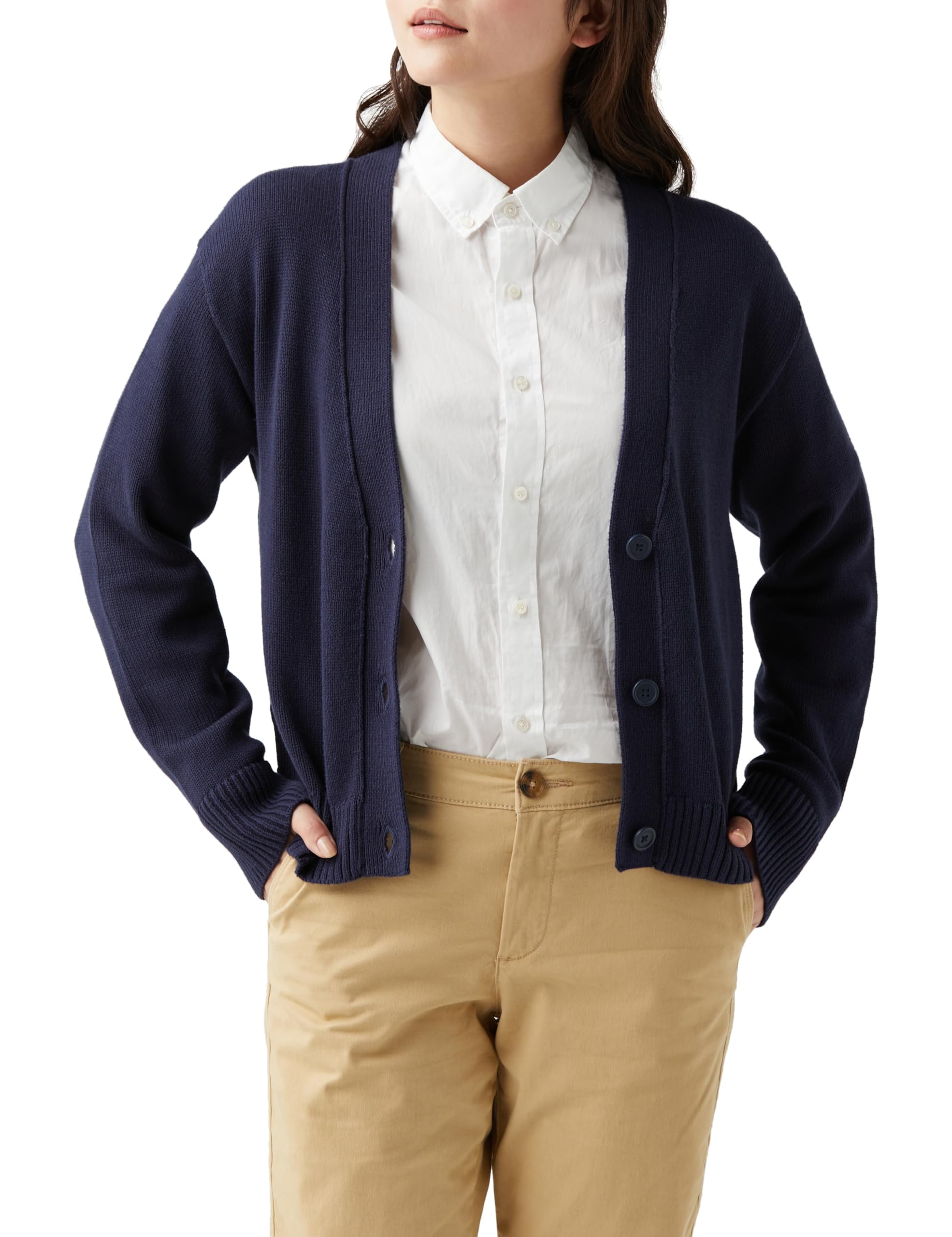 

Amazon Essentials Women s Cropped V-Neck Relaxed Fit Cardigan, Navy, Size XL