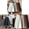 Womens Black Irregular Hem Cotton Blend Midi Skirt For Autumn Winter Fashion
