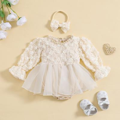Combinaisons pour Bébés Filles Nouveau-nés Volants Vêtements Bébé Fille Printemps Automne Dentelle Florale Combinaisons 2 Pièces Tenues Vêtements Bébé