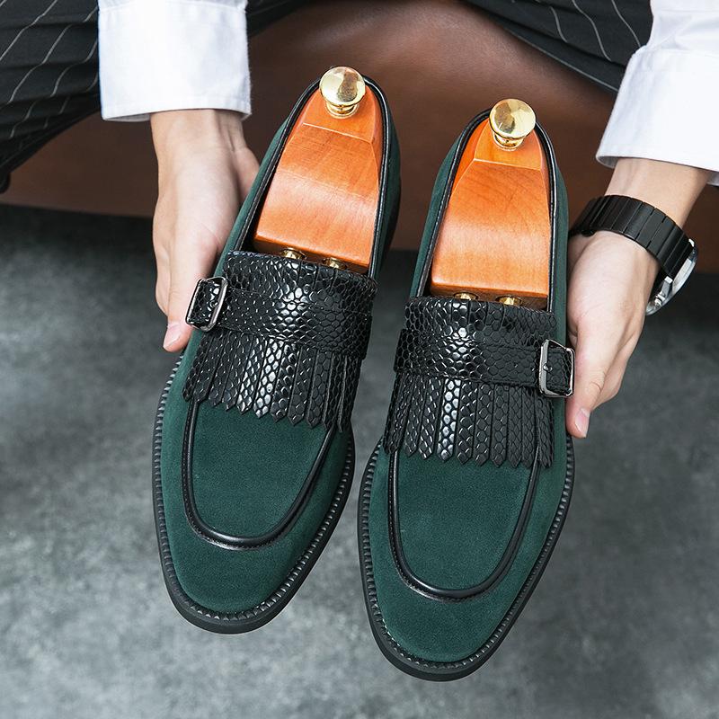 Men's Retro Tassel Loafers: Cross Buckle Slip-On British-Style Leather Shoes