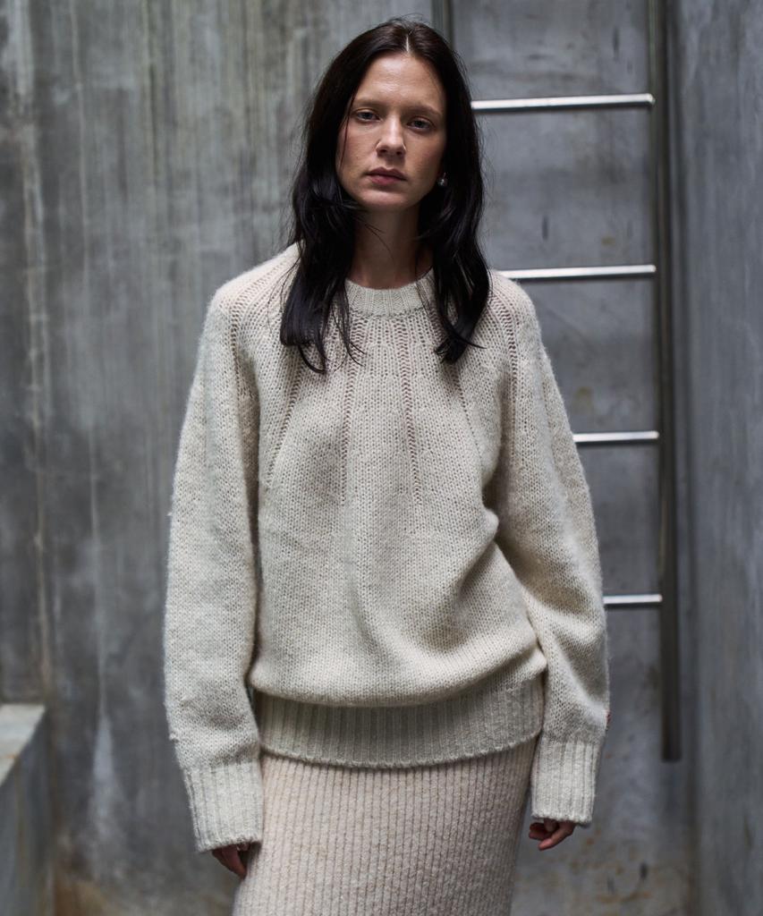GRIDAJ Mohair Jacquard Round Neck Pullover