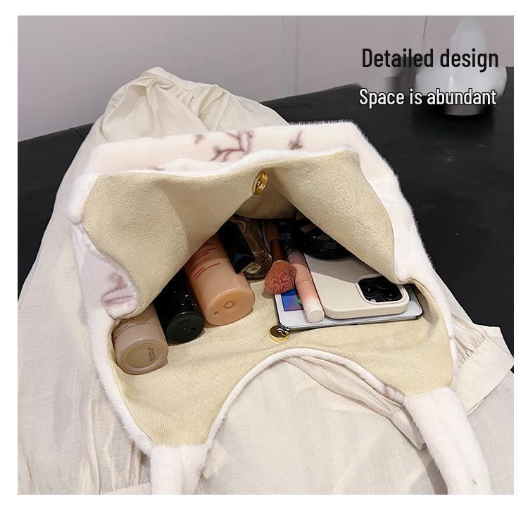 Korean Style Winter 2025 Plush Handbag - Versatile Single Shoulder, Large Capacity, Chinese Design
