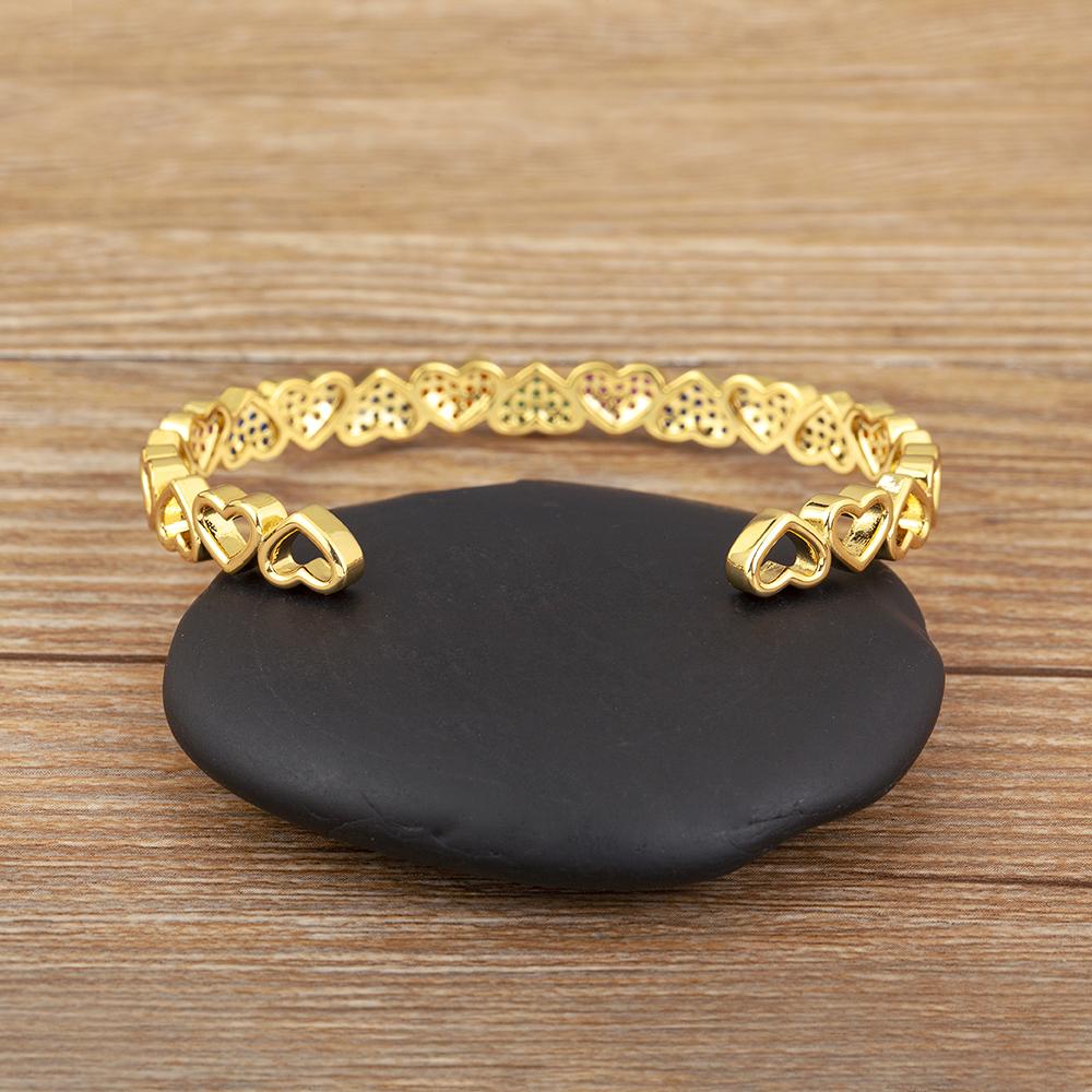 Nidin Hot Sale Romantic Love Heart Shape Shiny Zircon Open Adjustable Bangle For Women Fashion Female Daily Party Jewelry Gifts