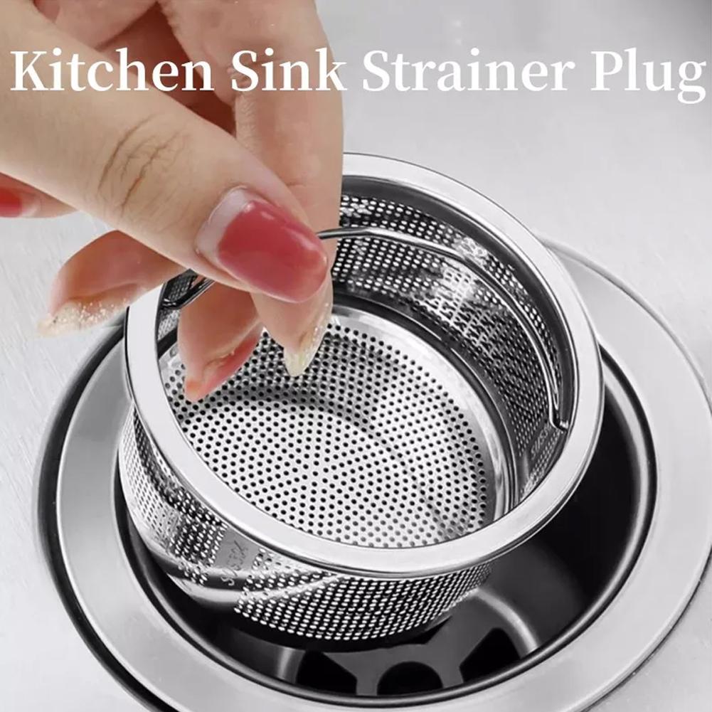 1Pcs Anti-Blocking Kitchen Sink Strainer 304 Stainless Steel Sink Filter Portable Leakage Sink Drain Filter Handheld Drain Net