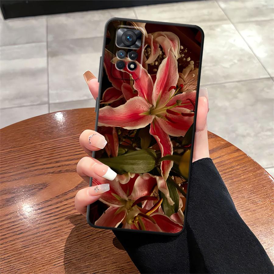 Lily Orchid Flower Print Funda Phone Cover Case for Xiaomi Redmi Note 9 7 8 12 Pro 11s 12s 10S 9S 10 14 11 13 Pro Plus