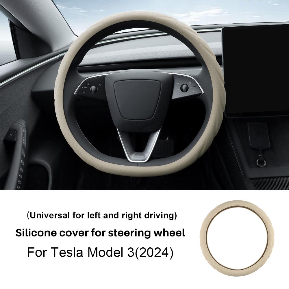Silicone Car Steering Wheel Cover For Tesla Model 3 Highland 2025 Model Y Juniper 2025 Booster Anti-skid Protect Interior Trim