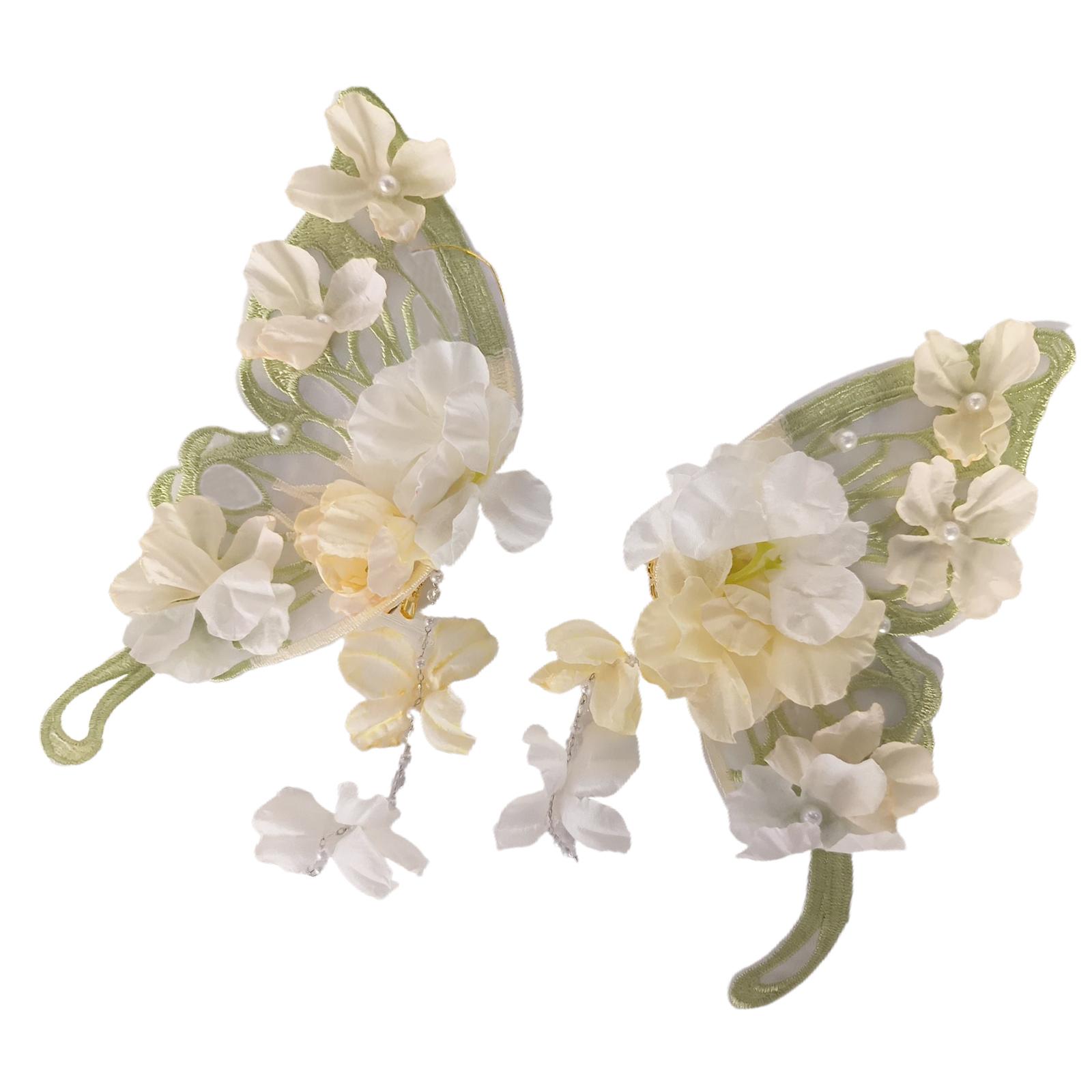 

Набор заколок для волос с шелковыми цветами-бабочками в китайском стиле, аксессуар для волос, боковая заколка, удобный головной убор для особого случая зелёный