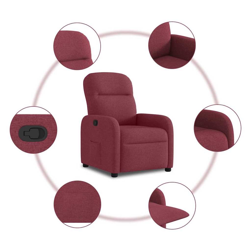 Recliner Chair Burgundy Fabric