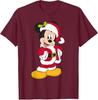 New Disney Santa Mickey Mouse Holiday Short Sleeve Fashion Casual T-Shirt S-4XL Four Seasons