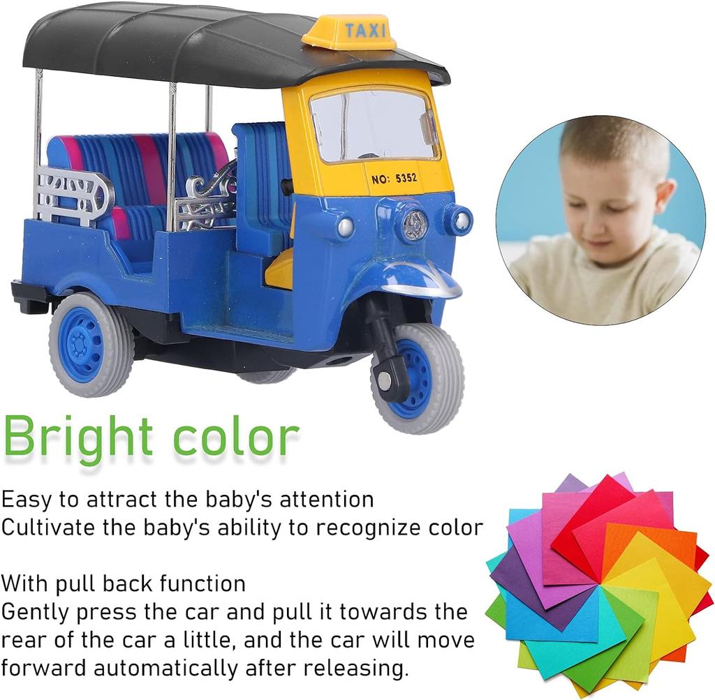 Tirare indietro il triciclo tailandese, giocattolo modello di auto Tuk Tuk TAXI in lega ad alta simulazione per regali per bambini