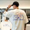 Fashion Double Sided Print Tee Cool Bike Letter Front Color Block Cyclist Line Art Back Cycling Lover Casual Streetwear Tshirt