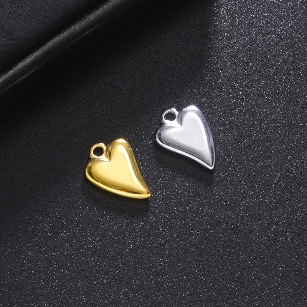 Teamer 5pcs/lot Love Heart Pendant Charms for Jewelry Making Stainless Steel Charms DIY Necklace Bracelet Accessories Supplies
