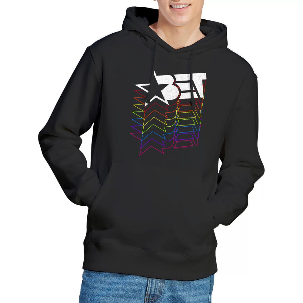 BET Herren Kapuzenpullover mit kaskadierendem Regenbogen-Logo