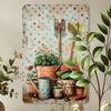 1pc Rustic Iron Metal Tin Sign, Vintage Gardening Tools and Plants Illustration, Indoor Outdoor Wall Art Decor for Home, Cafe, G