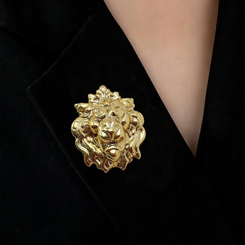 Lion Head Brooch Pin Western Style Women'S Accessory For Jackets Dresses, Parties - Year-Round Wearable Pin For