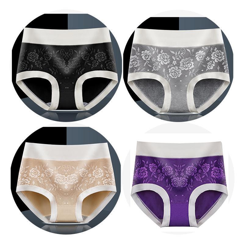 Mittlere Taille, große Größe, bequeme Damenunterwäsche, atmungsaktiv, antibakteriell, reine Baumwolle, sexy Spitzen-Slip für Frauen