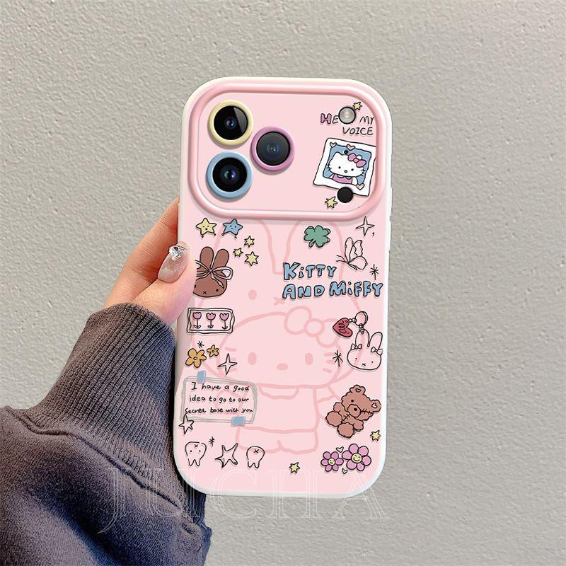 Suitable for Miffy Headgear Katie Apple 17 Mobile Phone Case with Lanyard Niche Iphone16pro Design Sense 15 Light