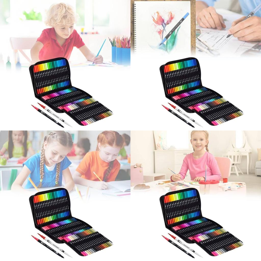 Premium 120 Color Dual Head Watercolor Brush Pens Washable Safe For Children Art Projects