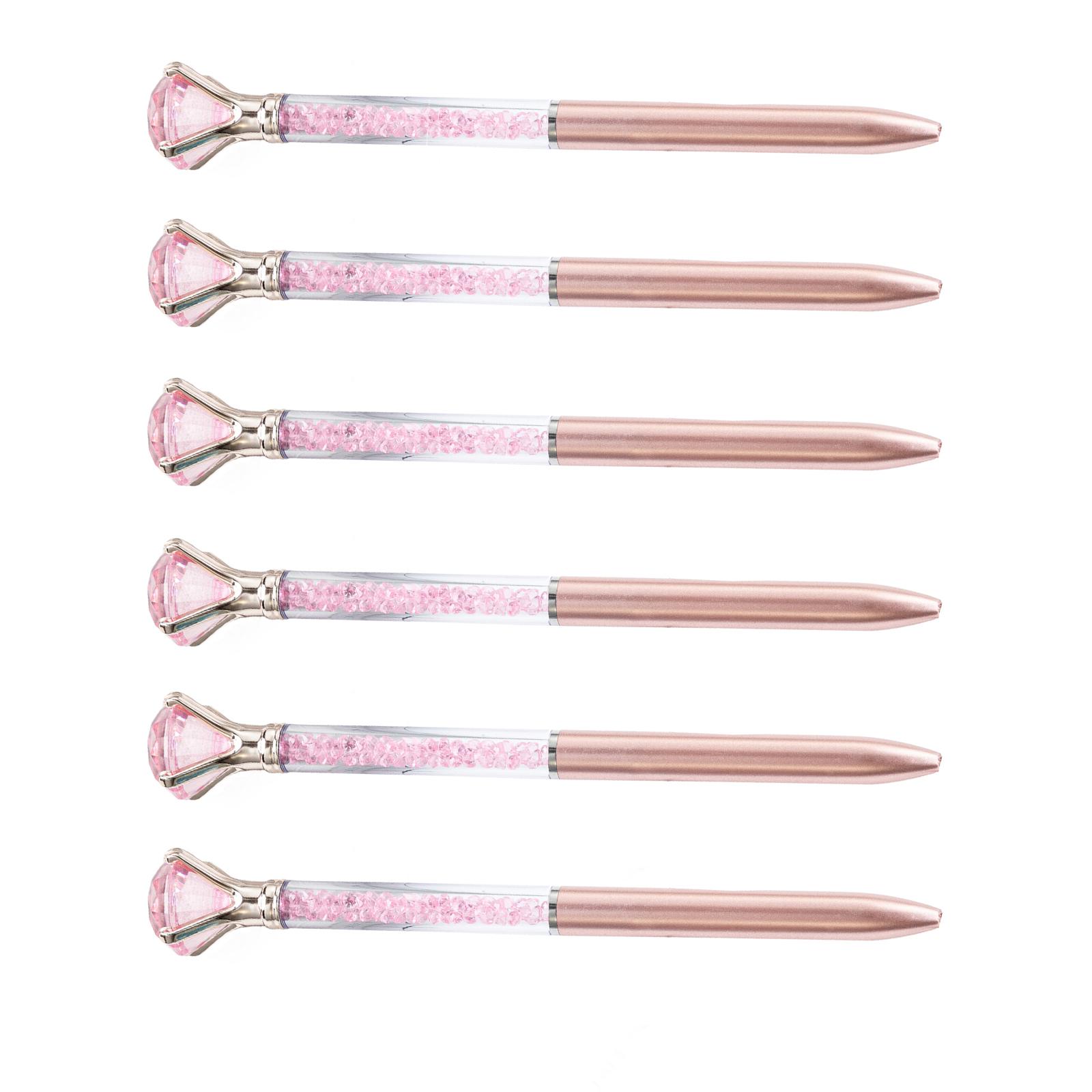 

6шт. Алмазная шариковая ручка, большая алмазная ручка для женщин и девочек, стразы, хрустальная шариковая ручка для украшения офиса 4