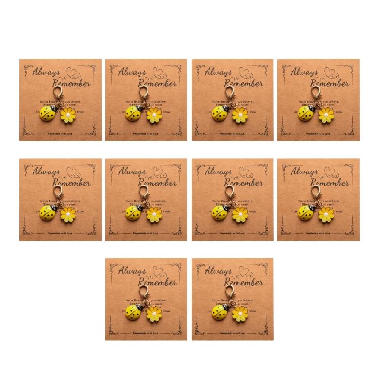 

10 Pieces Daisy And Ladybird Keychains Zinc Alloy Miniature Floral Insect Design Key Charm Decoration For Gift жёлтый
