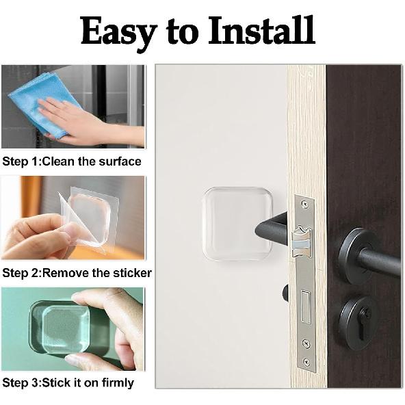 Door Stopper Wall Protector, Wall Shield Bumper Guard from Door Knobs,Sturdy Self Adhesive,Soft and Transparent,Washable Reble Shock Absorbent Gel