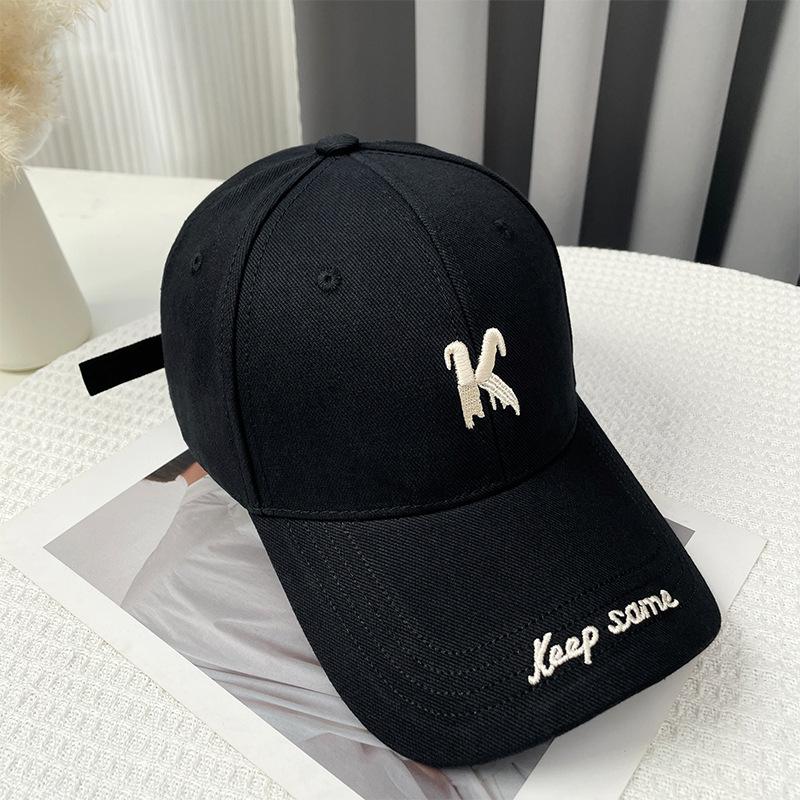 Korean Hat Women's Winter Cute Embroidered Little Fox Baseball Cap Big Head Circumference Showing Face Small Versatile Brushed Peaked Cap