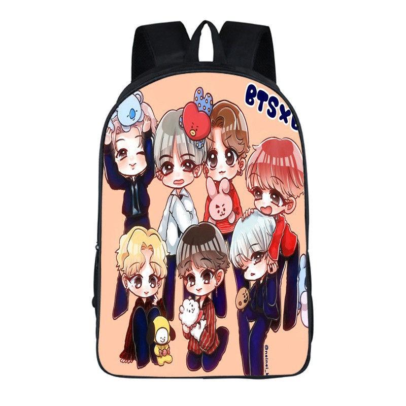 Zaino Scolastico Kpop Bangtan per Ragazzi Zaino Studente Borsa per Libri Bts Borsa a Spalla Suga Jin