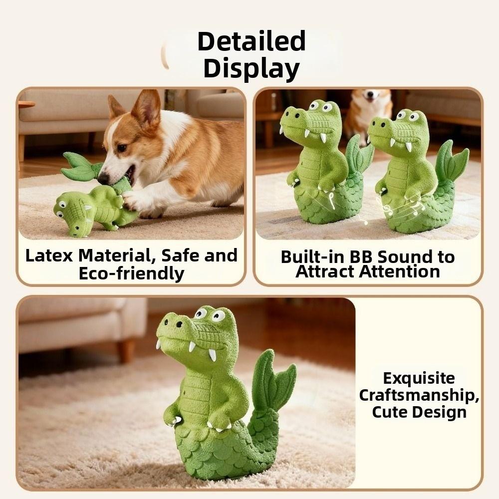 Chew Resistant Squeaky Alligator Dog Toy Green Color Pet Interactive Toy Latex Chew Toy  Pet Biting