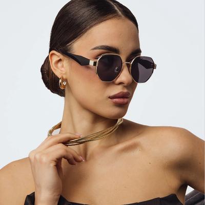 2 szt. Okulary przeciwsłoneczne z metalową ramką w stylu retro Damskie Modne Okulary z wielokątną ramką Męskie Luksusowa Marka Design Dekoracyjne Okulary Uv400