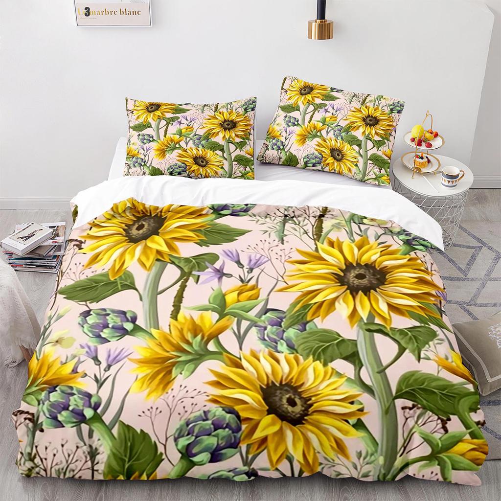 Sunflower Bedding Set Single Twin Full Queen King Size Sun Flower Bed Set Teenager Bedroom Duvetcover Sets 3D Prin New