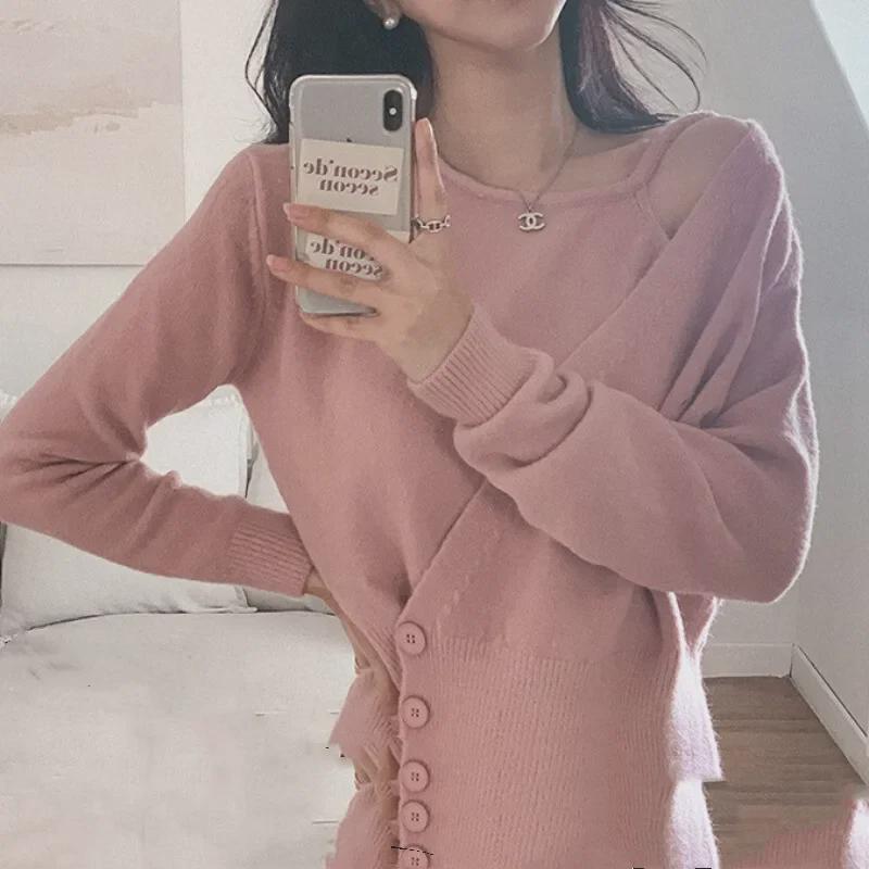 Korean Chic French-Inspired Knitted Two-Piece Sweater for Women’s Early Spring