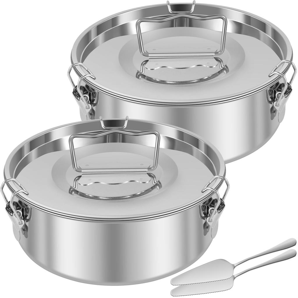 Flan Mold Stainless Steel Cake Baking Flan Pan Mold 1.5QT Cheesecake Pans Flanera Flan Mould Portable Kitchen Cake Baking Tools