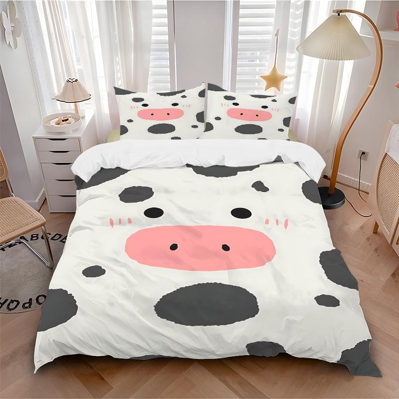

3pcs bedding set Cow Spots Includes 1 Comforter + 2 Pillowcases, Without Pillow Inserts, Soft Comfortable,Bedding Set,a0909008 135x200cm