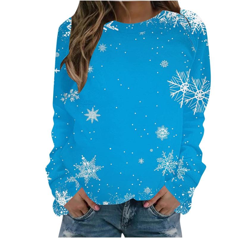 3D Print Christmas Pattern Sweatshirt Women's Long Sleeve Round Neck Hoodie Fashion Casual Santa Claus Pullover Women's Tops