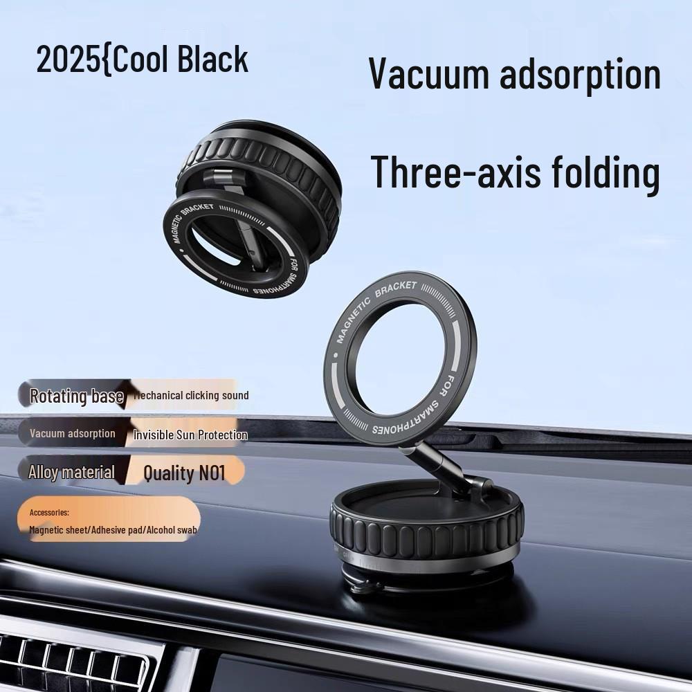 Magnetic Phone Holder & Foldable 360° Ring Stand with Vacuum Suction Cup for Navigation