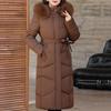 Plus Size XL-6XL Middle Age Woman Long Parkas Winter Thick Warm Overcoats Hooded Elegant Faux Fur Collar Loose Lady Jackets