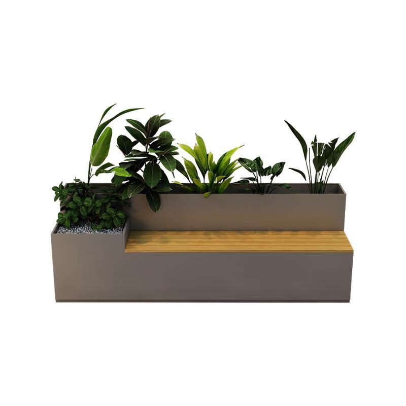 Outdoor Iron Planter Bench with Partition
