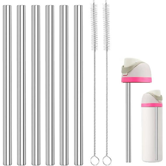 Replacement Stainless Steel Straws for Owala FreeSip/Flip 24 Oz 32 Oz, 3 Pack Metal Reble Straws with 2 Straw Cleaner Brushes for Owala FreeSip/Flip