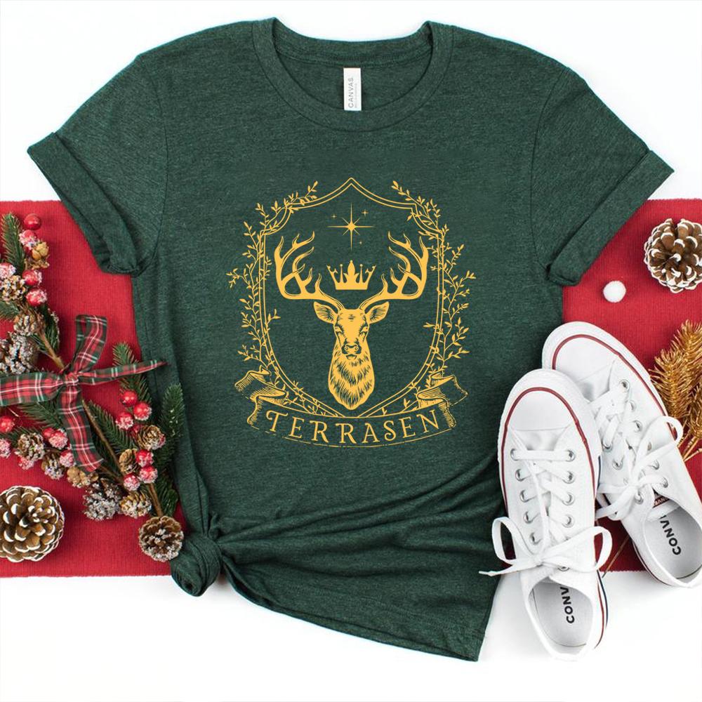 Terrasen Shirt Throne of Glass Merch Sarah J Maas Bookish Shirt Booklover Gift ACOTAR Crescent City Velaris Tops Graphic Tees