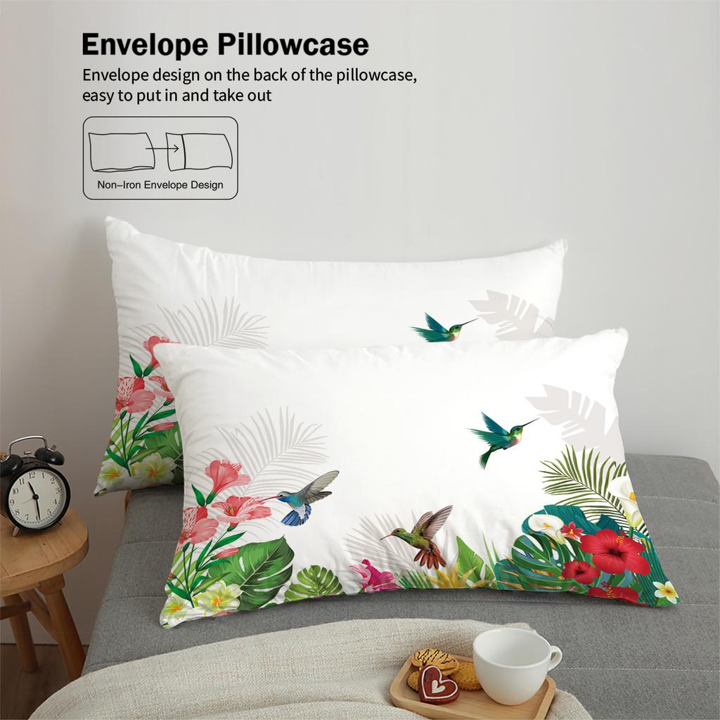 3pcs Flowers and Birds Pattern Printed Bedding Set, Suitable for Women Bedroom, Queen, King, Twin Bed,1*duvet Cover+2*pillowcase