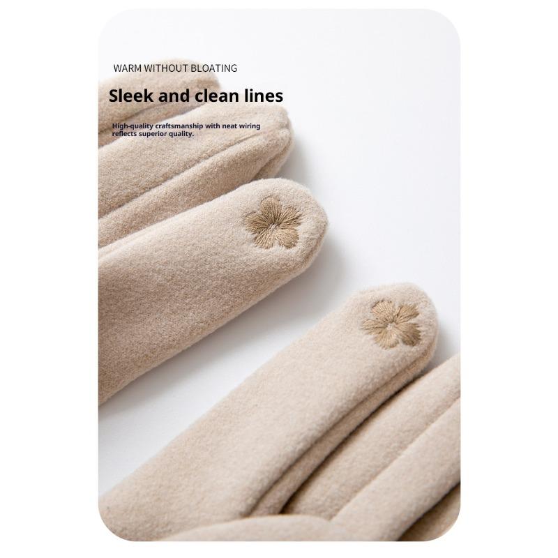 German Velvet Winter Gloves To Keep Warm Women's Winter Thickened and Fresh Cycling Hairy Mouth Cold-proof Outdoor Windproof Touch Screen Gloves