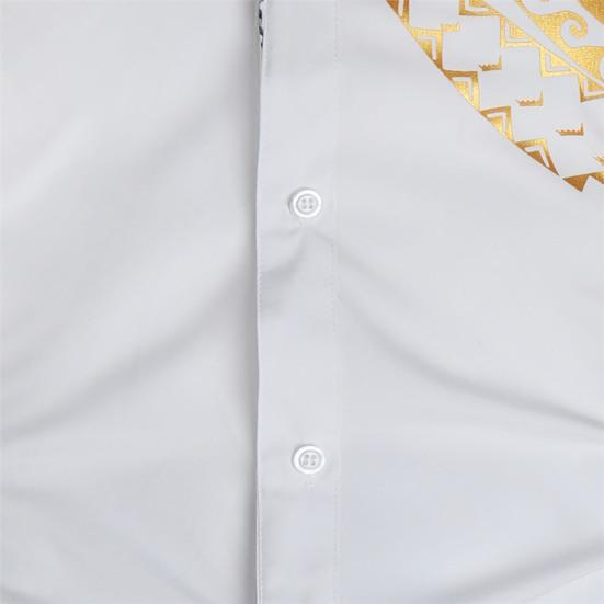 Men Shirt Slim Turn-down Collar Contrast Colors Vintage Spring T-shirt for Daily Wear