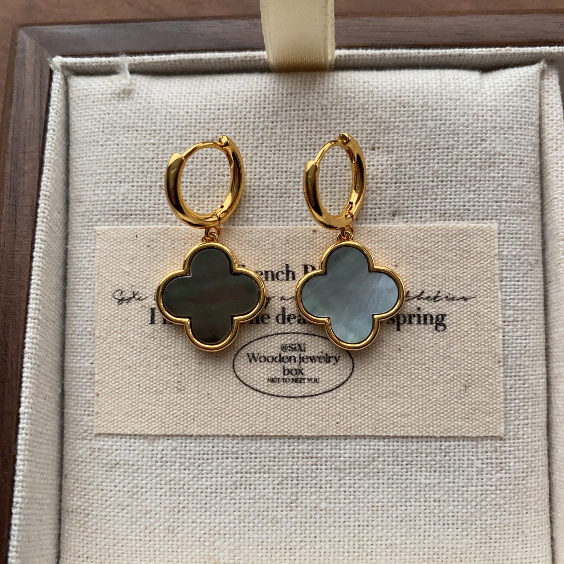 

Natural Fritillary Clover Earrings Earrings Lucky Romantic Light Luxury Gentle High Sense Daily Personality Fresh Earrings