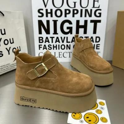 Fashion New Round Toe Platform Shoes for Women High Quality Women's Ankle Boots Fashion Belt Buckle Modern Boots Women Botines Mujer
