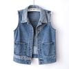 Women's Striped Patchwork Denim Vest 2023 - Slim-Fit Sleeveless Gilet for Spring/Autumn Layering