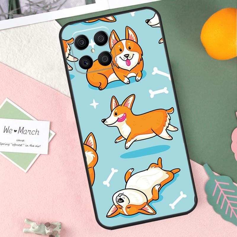 Cute Cartoon Corgi Dog Case For Honor 200 Lite 50 70 90 X9b X9a X8b X8a X8 X9 X9c Honor Magic 7 Pro 5 6 Lite Cover