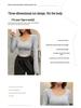 2024 European-American Style U-Neck Ribbed Knit Long-Sleeve Women's T-Shirt