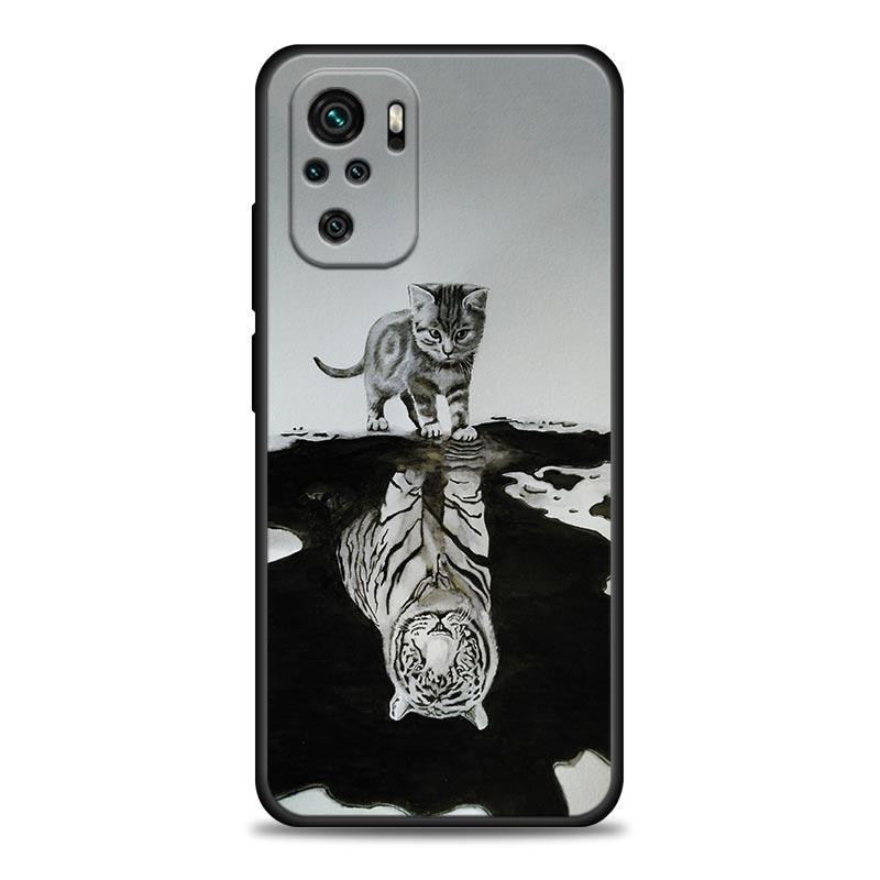 Funny Cute Cat Line Art Phone Case For Xiaomi Redmi Note 11 10 9 8 Pro 9S 8A 10S 11S Soft Cover For Redmi Note 8Pro 10Pro Fundas